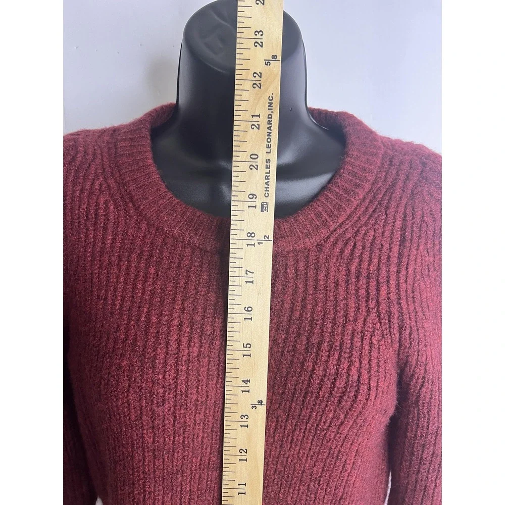 Madewell Sweater Womens XXS Burgundy Rib Knit‎ Pullover Wool Blend Crewneck Cozy